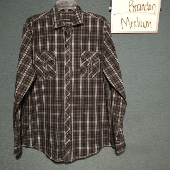 Michael Brandon button-down plaid shirt medium - Picture 2 of 5